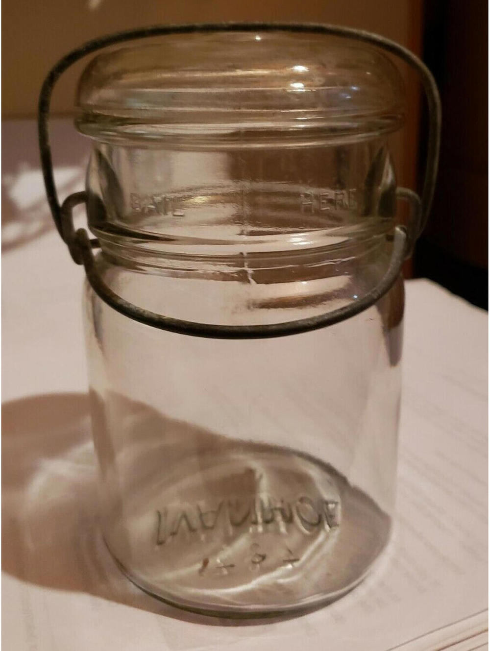 Antique 1 Pint Clear 797 Ivanhoe 10 Mason Jar Hinged Lid Bail Jar Made In 1920